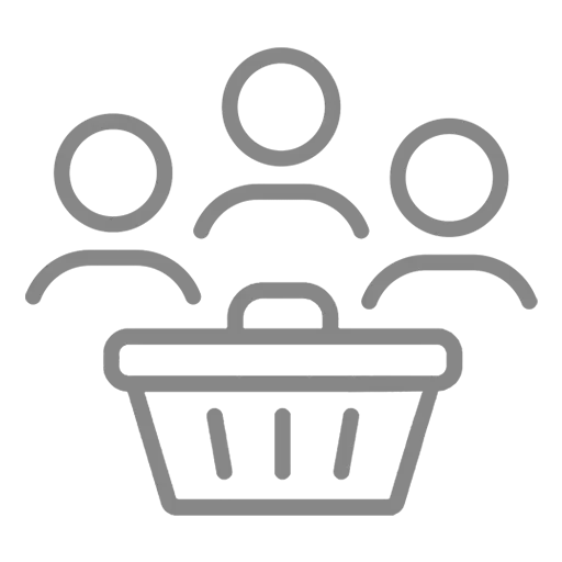 Group shopping basket icon representing collective buying