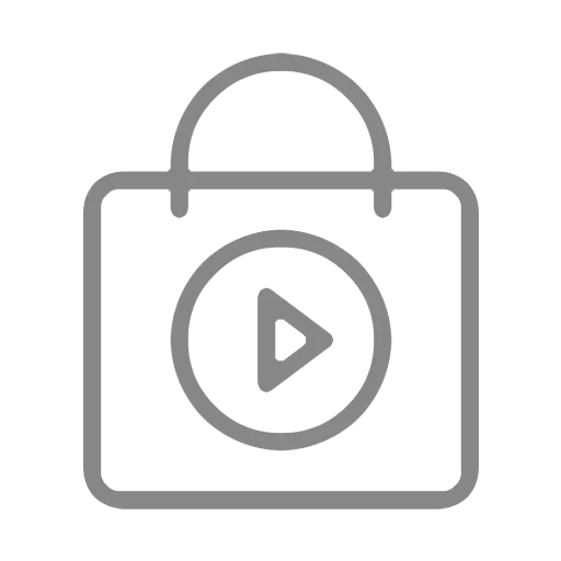 Shopping bag icon with play button