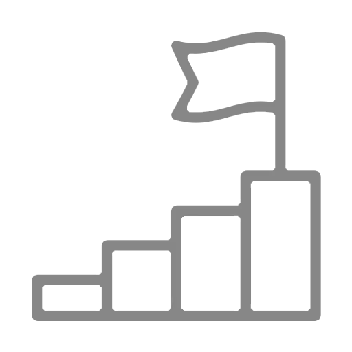 Growth steps with flag milestone icon