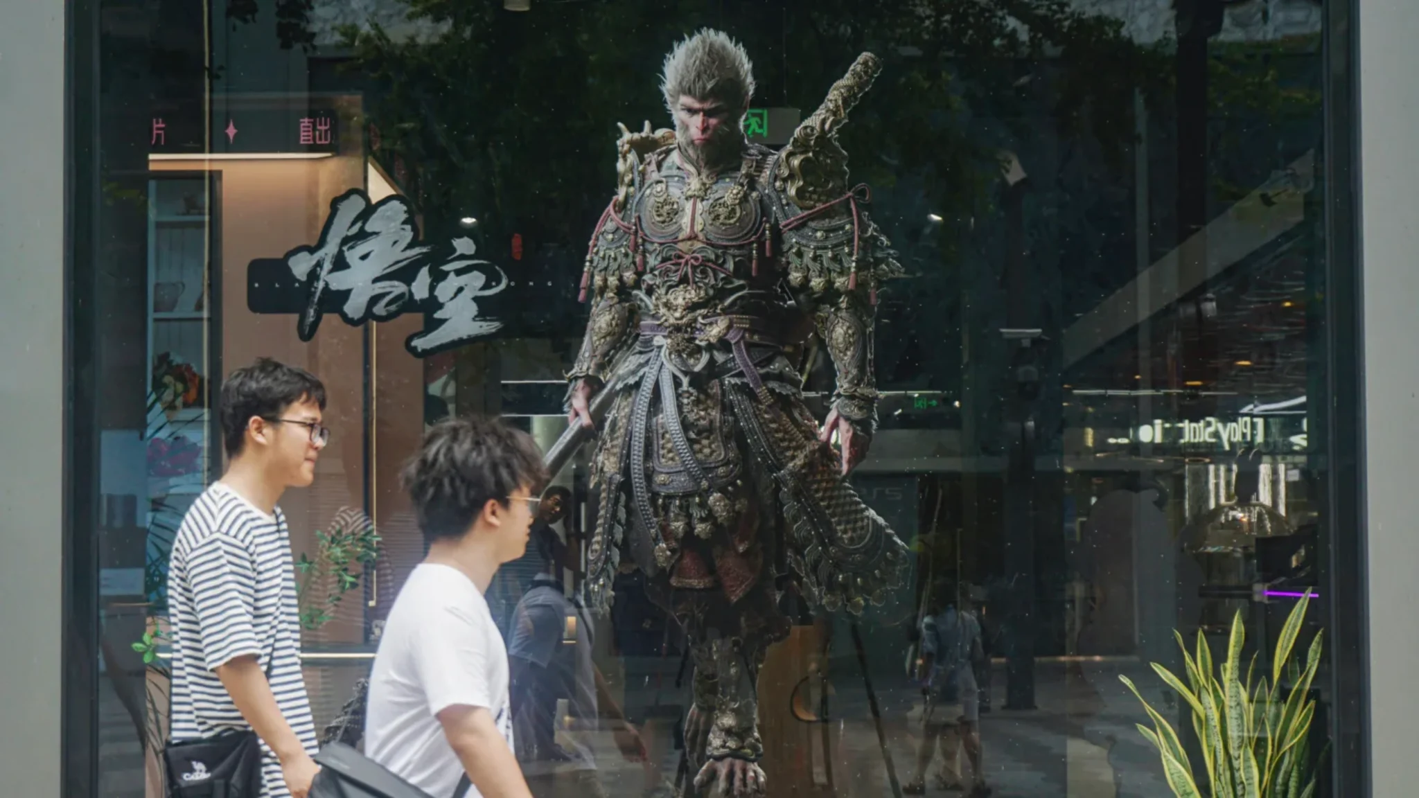 Passersby viewing detailed game character display in China