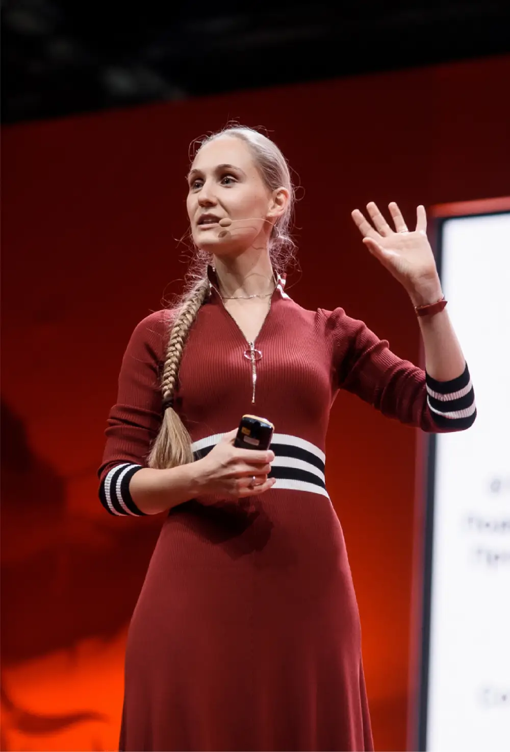 Woman keynote speaker stage