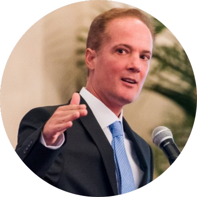 Man pointing speaking