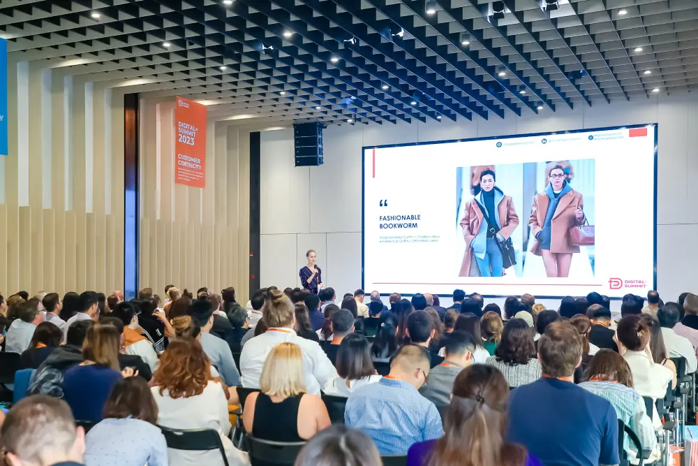 ashley presenting China consumer and retail insights on stage