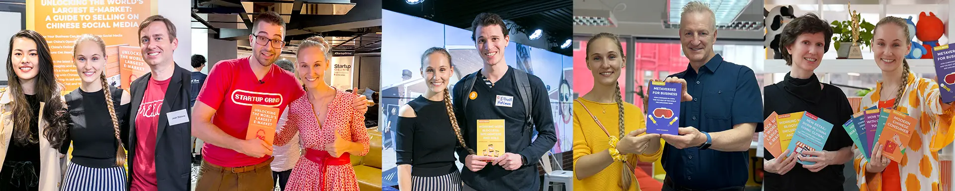 Ashley Dudarenok with readers holding her books