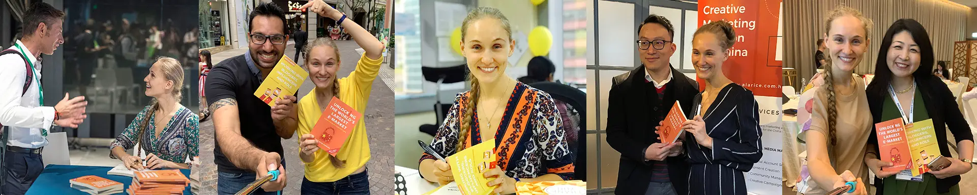 ashley with her books on china insights