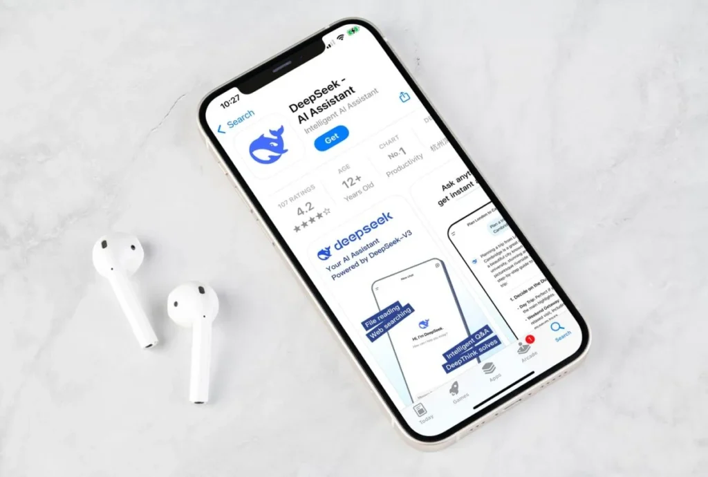 DeepSeek AI assistant app displayed on smartphone screen