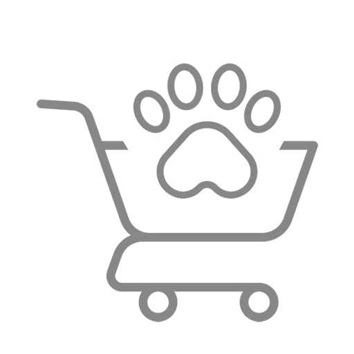 Pet shopping cart icon with paw print