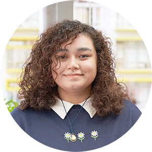 woman with curly hair