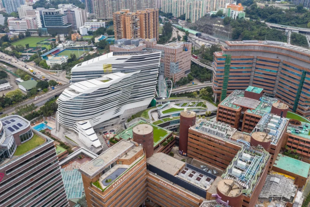 greater bay area: top view of university of Hong Kong