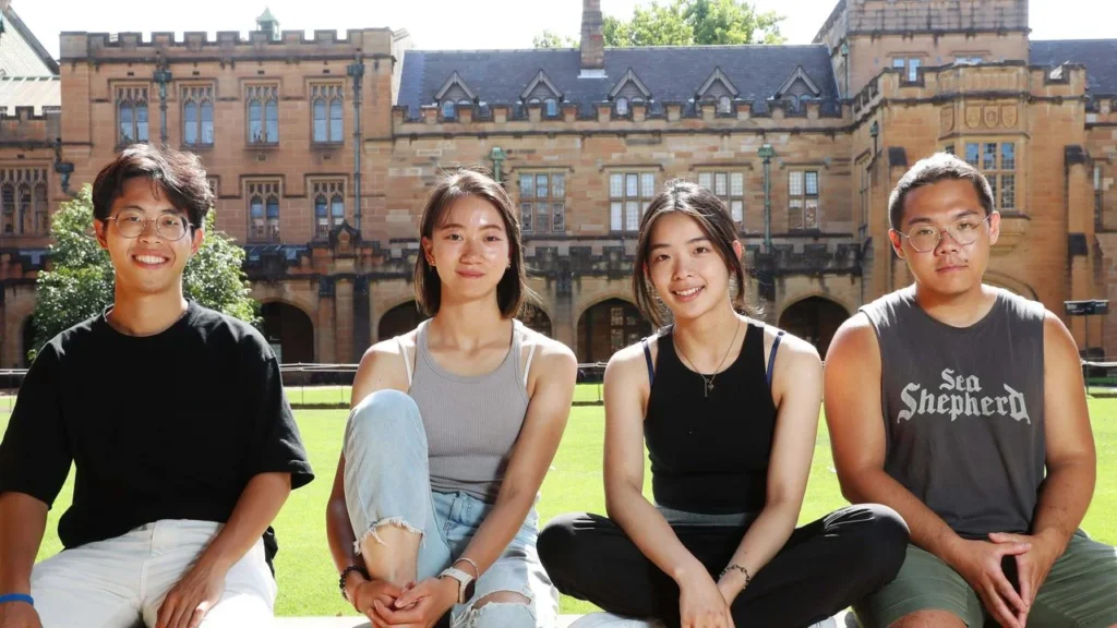 International students on Australian university campus