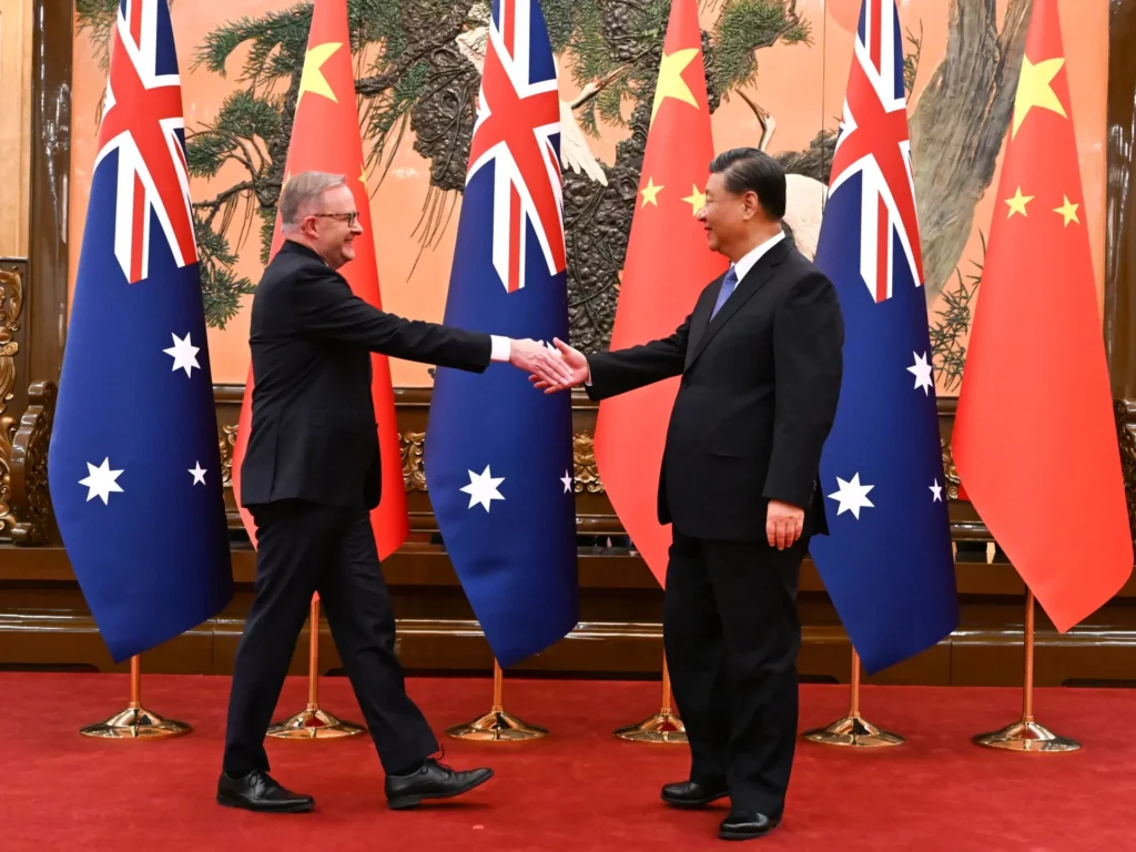 China and Australia leaders meeting during official diplomatic talks